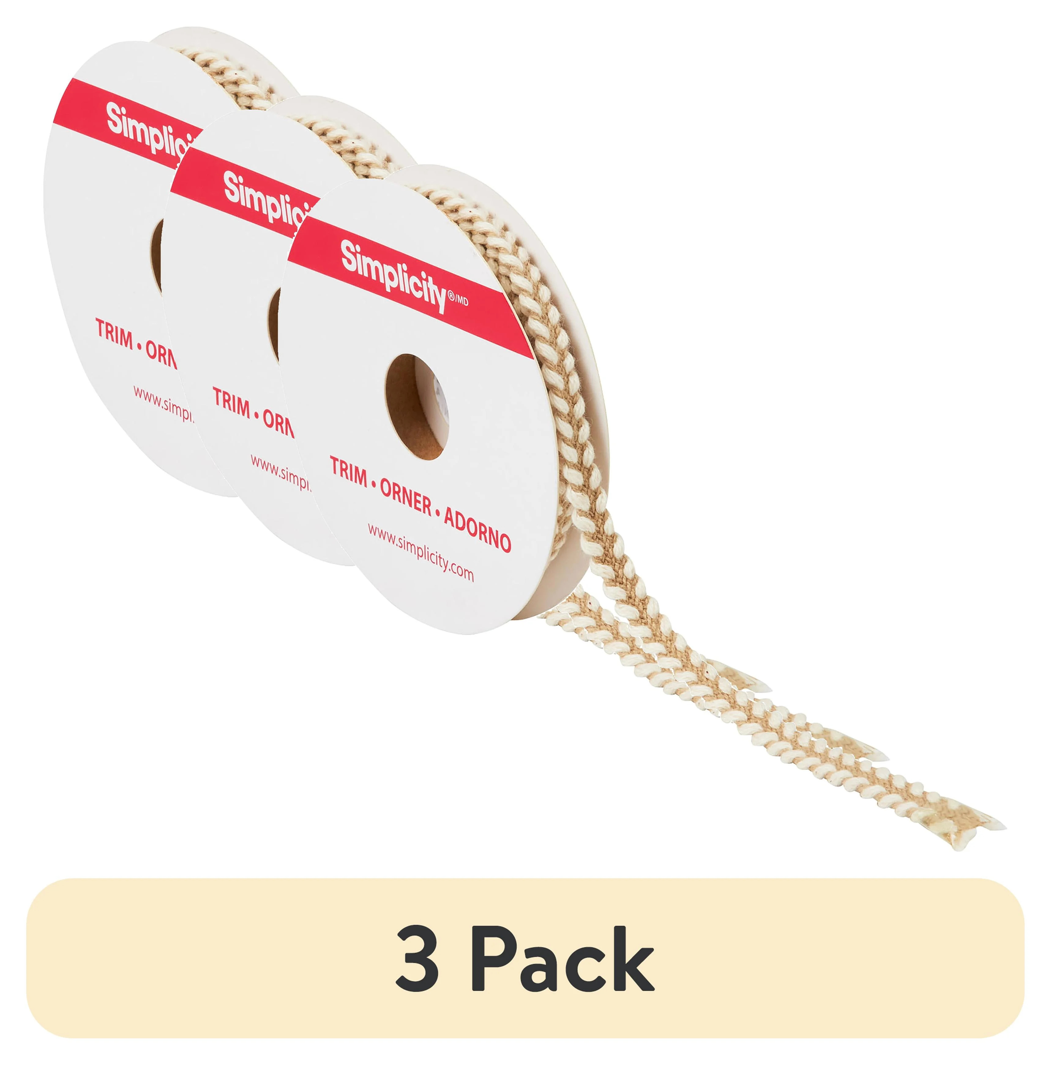 (3 pack) Simplicity Trim, Natural 1/4 inch Stitch Edge Jute Trim Great for Apparel, Home Decorati... | Walmart (US)