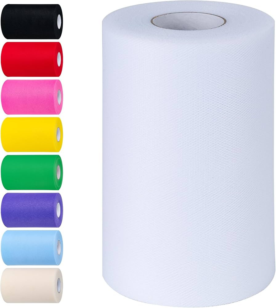 White Tulle Fabric Rolls 6 Inch by 100 Yards (300 feet) Tulle Roll Spool Fabric for DIY Tutu Skir... | Amazon (US)