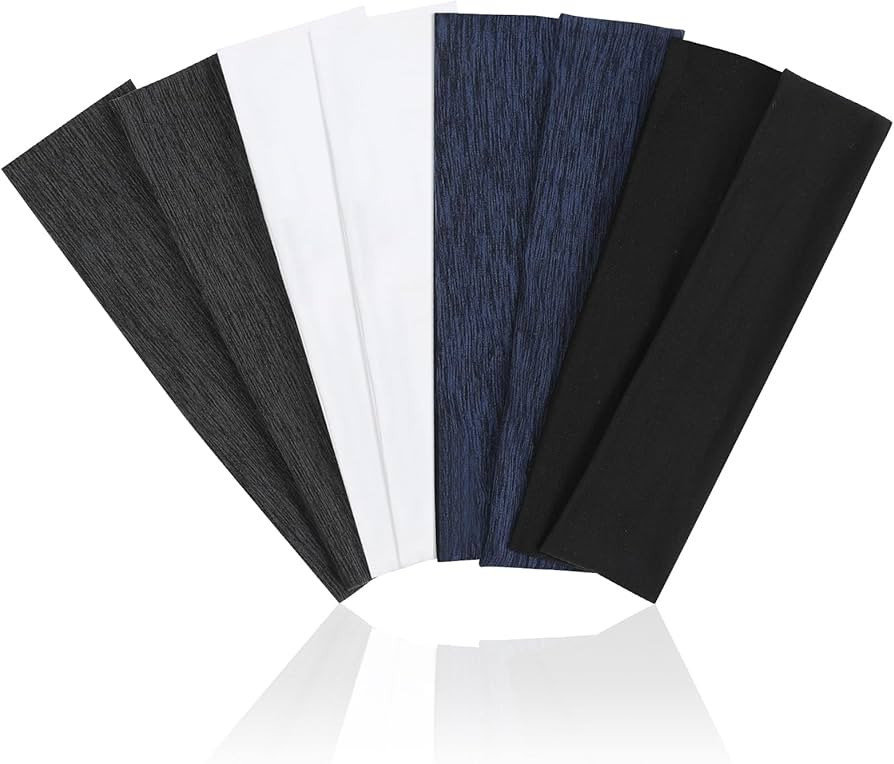 8 Pack Sport Headbands for Women, Elastic Soft Fabric Non-Slip Hair Bands Hair Warp for Daily Wor... | Amazon (US)