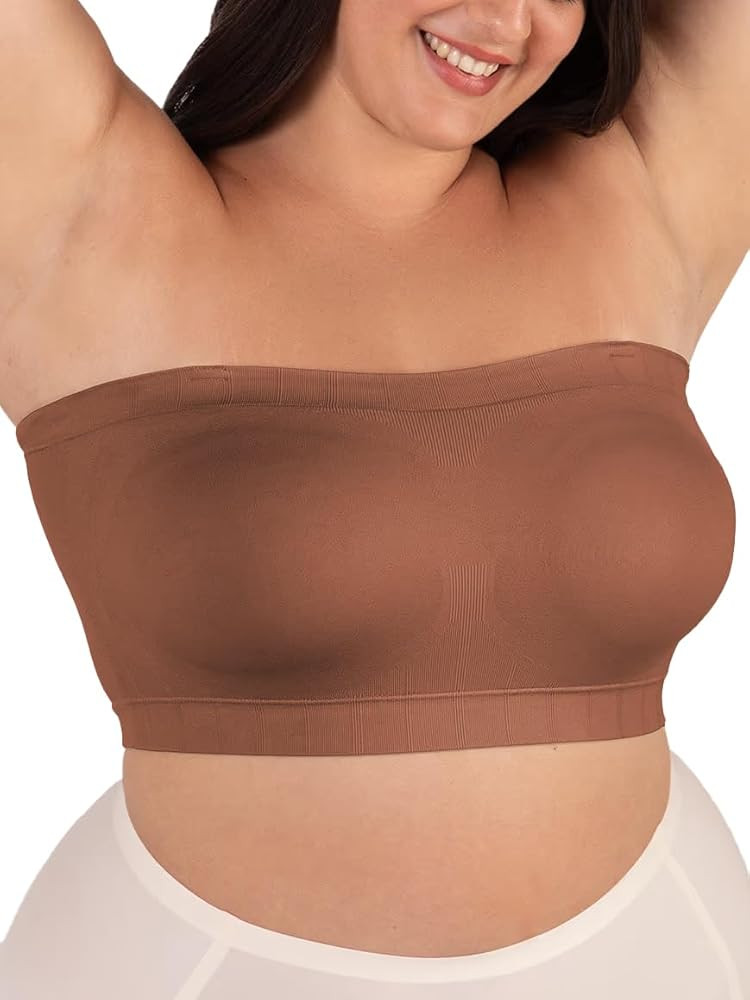 SHAPERMINT Strapless Bra, No-Slip Wireless Bandeau with Sewn-in Cups | Amazon (US)