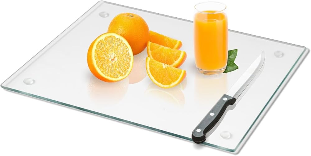Tempered Glass Cutting Board for Kitchen, Clear Glass Board for Countertop, Heat Resistant, with ... | Amazon (US)