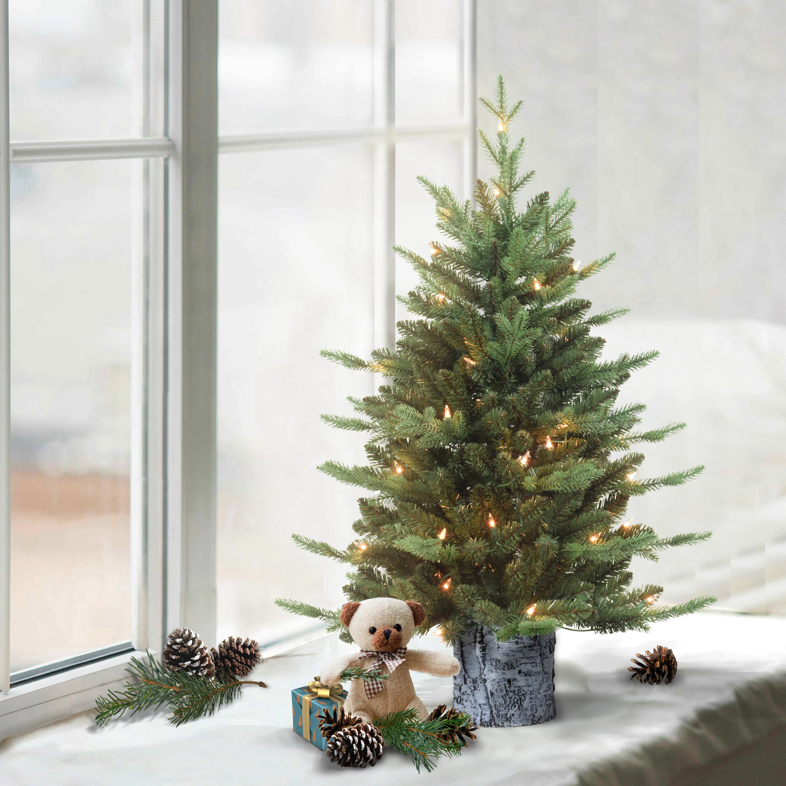 3' H Green Realistic Artificial Pine Christmas Tree with 50 Lights | Wayfair North America