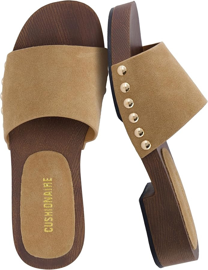 CUSHIONAIRE Timmi 100% Genuine Suede Slides for Women, Slip On Low Heeled Dress Sandal with Studd... | Amazon (US)