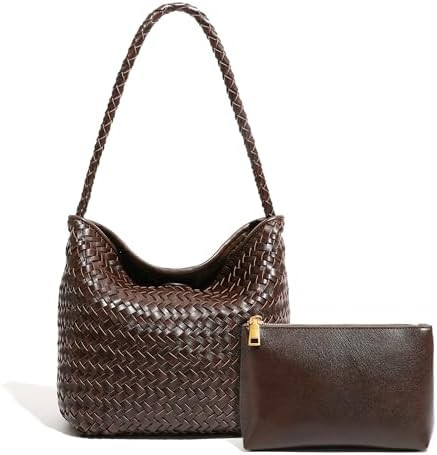Woven Tote Bag for Women with Purse, Small Hobo Bags Top-handle Shoulder Bag Vegan Leather Undera... | Amazon (US)