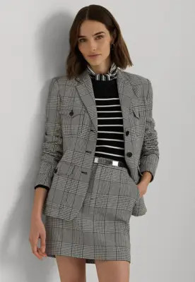 Blazer Lauren Ralph Lauren Alfaiataria Tweed Xadrez Off-White | Dafiti (BR)
