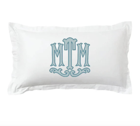 Monogrammed King Sham White Percale | Etsy | Etsy (US)