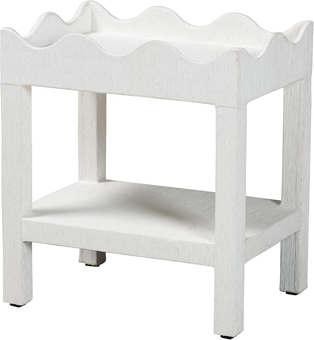 Bali & pari Sebastian Grasscloth Scalloped End Table - 2-Tier Accent Table with Open Shelf Storag... | Amazon (US)