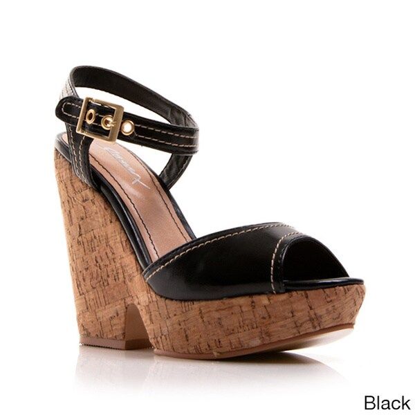Gomax Women's 'Hey There-03' Wide Band Chunky Cork Wedges | Bed Bath & Beyond