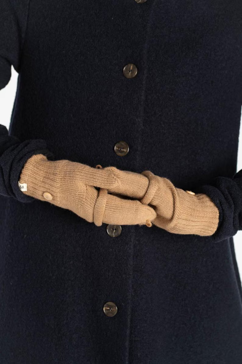 Fingerless Mittens – Merino Wool With Finger Cover, Walnut Brown - Etsy UK | Etsy (US)