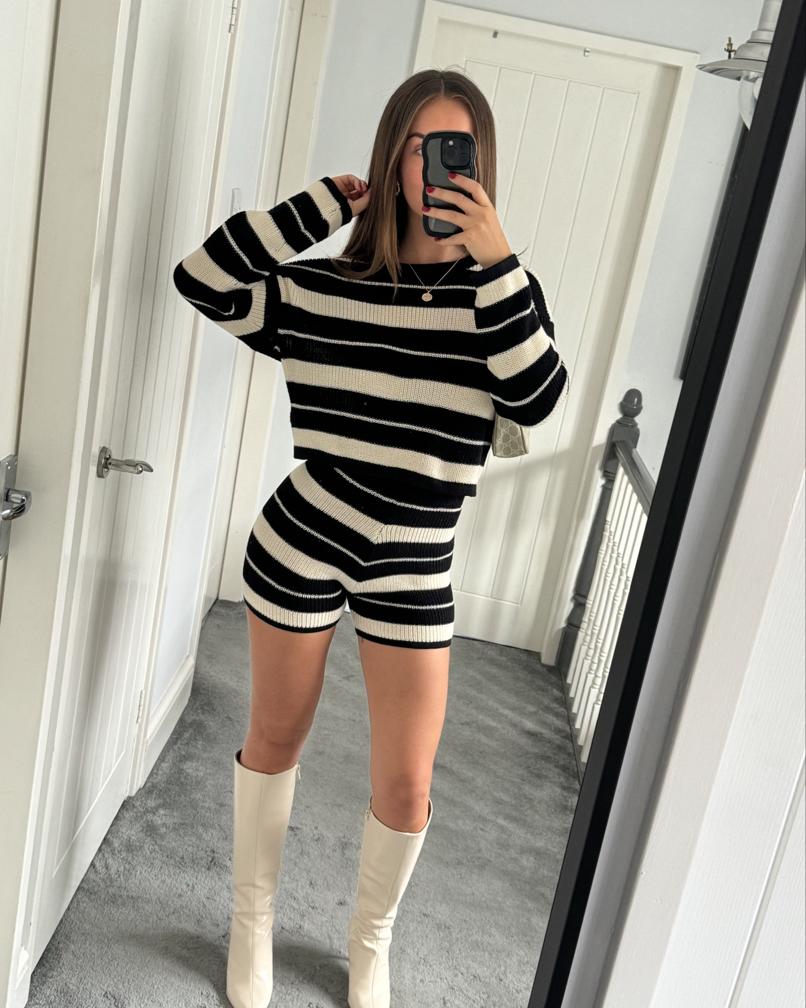 knit stripe co ord shorts set🖤 

#LTKuk #LTKautumn #LTKeurope