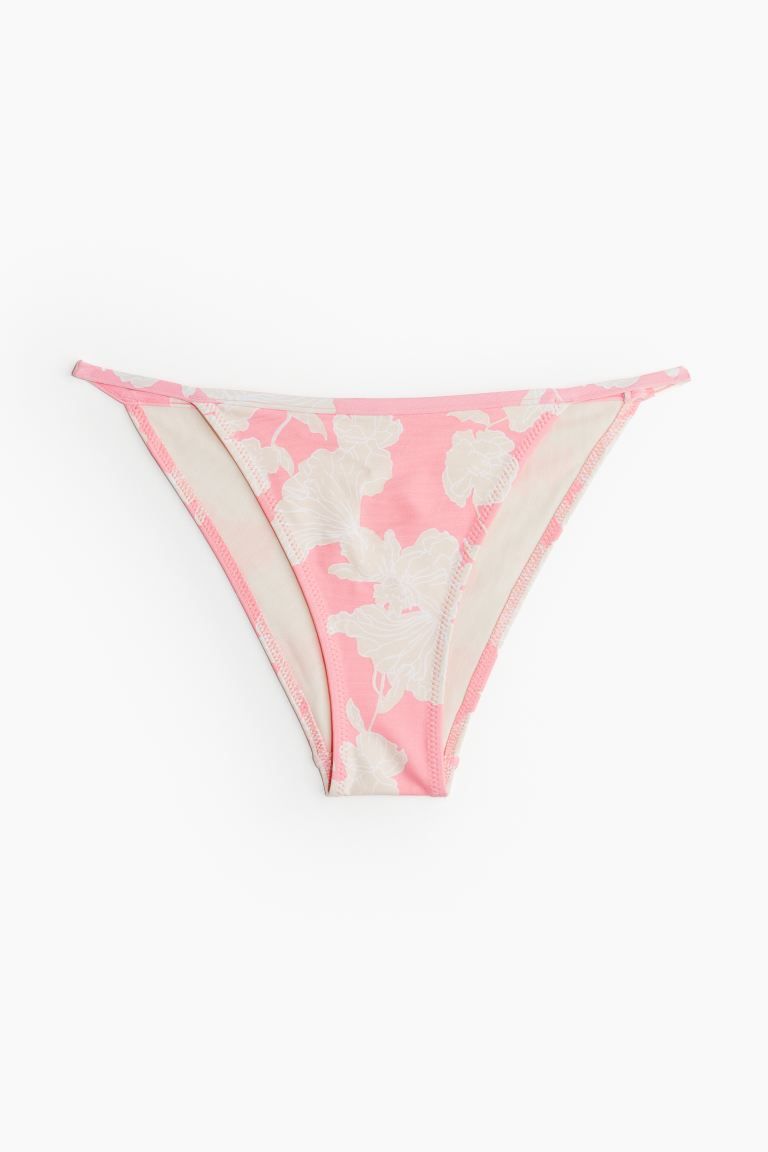 Cheeky Tie Bikini Bottoms - Light pink/floral - Ladies | H&M US | H&M (US + CA)