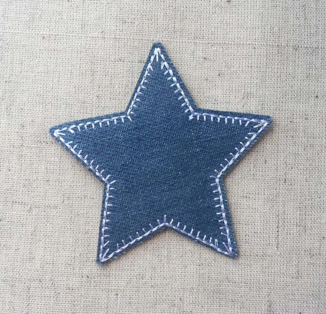 Blue Jeans Colour Star Iron on Sew on Embroidered Patch Appliqués Badge - Etsy | Etsy (US)