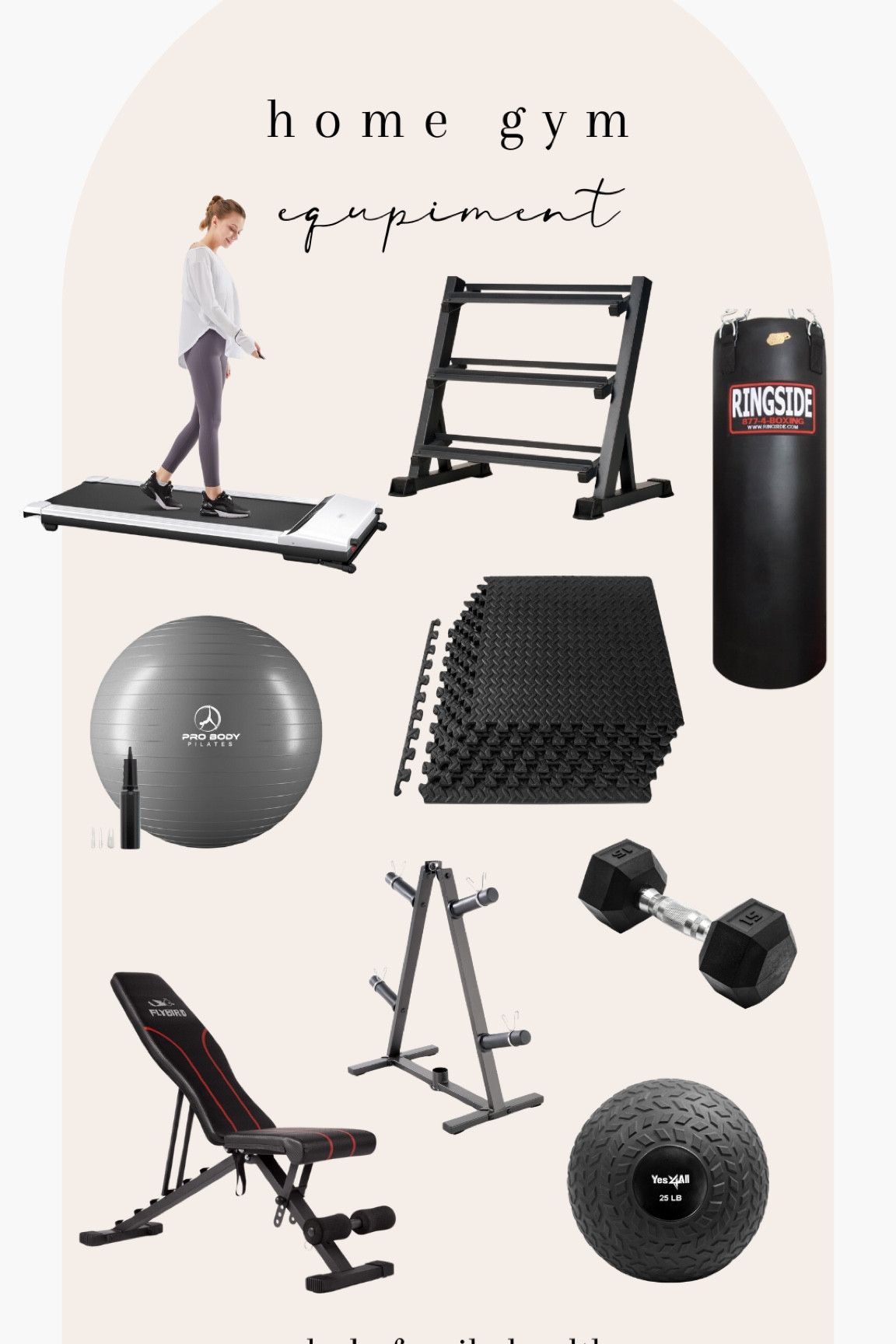 Links to our home gym equipment! This has been YEARS in the making (like 7!) every year we would add a little bit more. This year we got the walking pad which has been SO HELPFUL for Wisconsin winters!