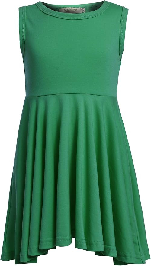 Arshiner Girls Tank Casual Dress Sleeveless Plain Summer Dress Skater A-line Twirly Dress | Amazon (US)