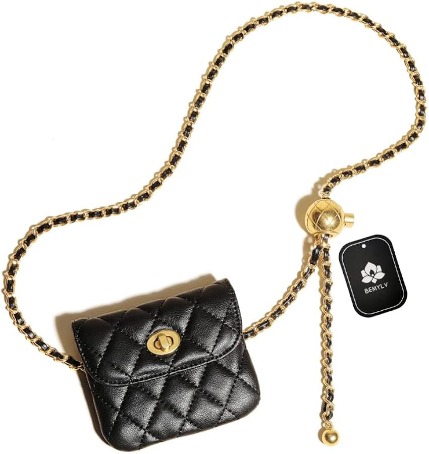 Leather Chain Belt Bag for Women Crossbody Waist Purse Fanny Pack Fashion Mini Handbag Detachable | Amazon (US)