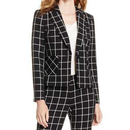 Nine West NEW Black White Grid Plaid Women's Size 14 Single Button Blazer $119 | Walmart (US)