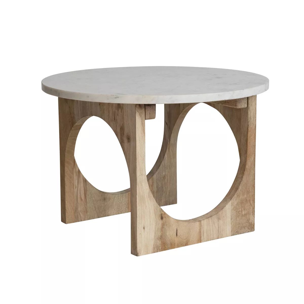 Storied Home Modern Mango Wood Accent Table with Marble Top White/Natural | Target