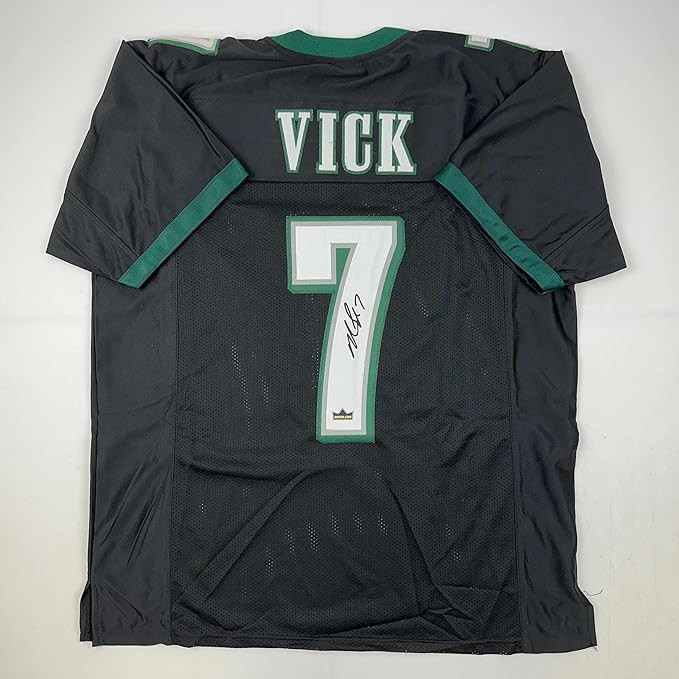 Facsimile Autographed Michael Mike Vick Philadelphia Black Reprint Laser Auto Football Jersey Siz... | Amazon (US)
