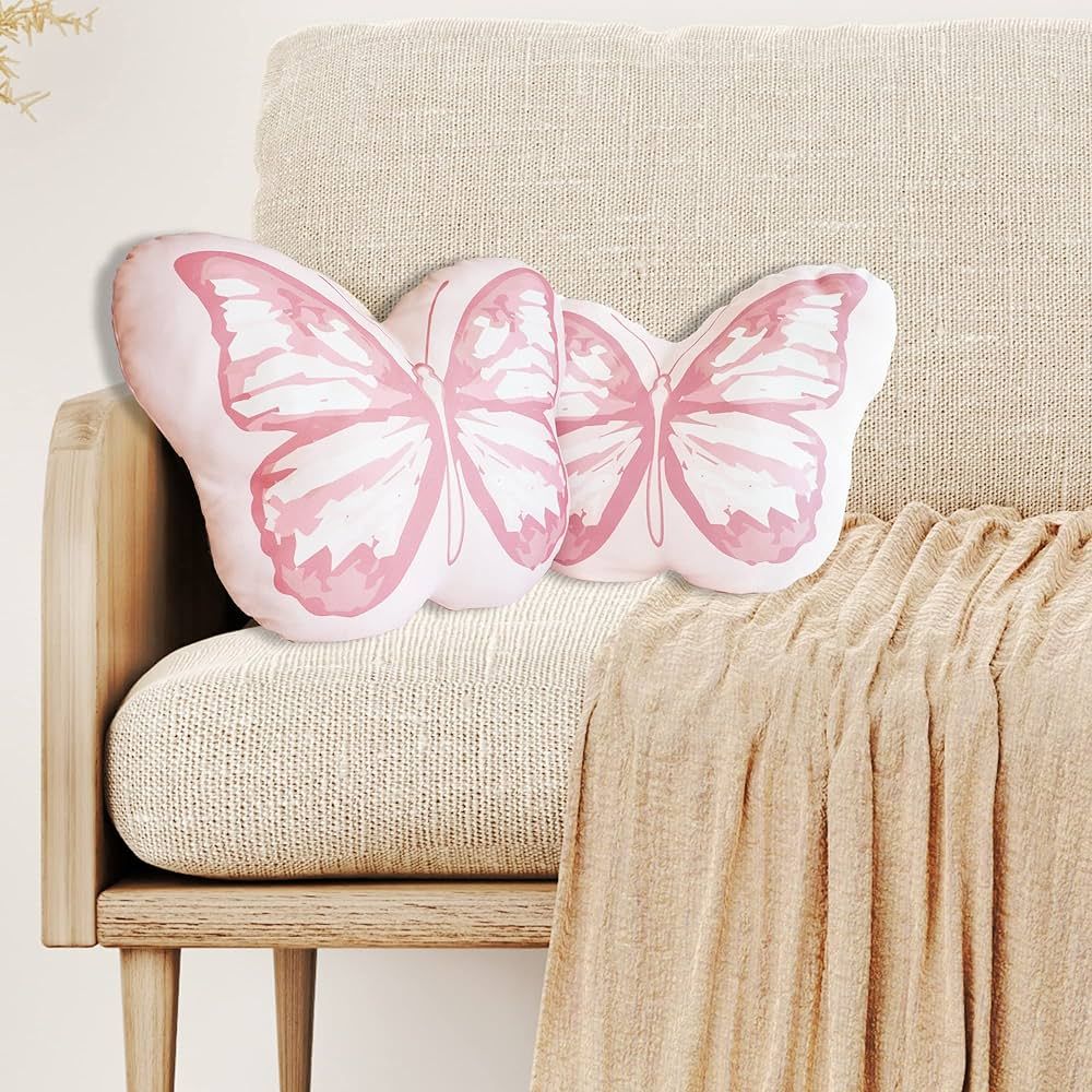June Garden Decorative Plush Soft Cushion Butterfly Throw Pillow - 16 x 12 Inches - Pink | Amazon (US)