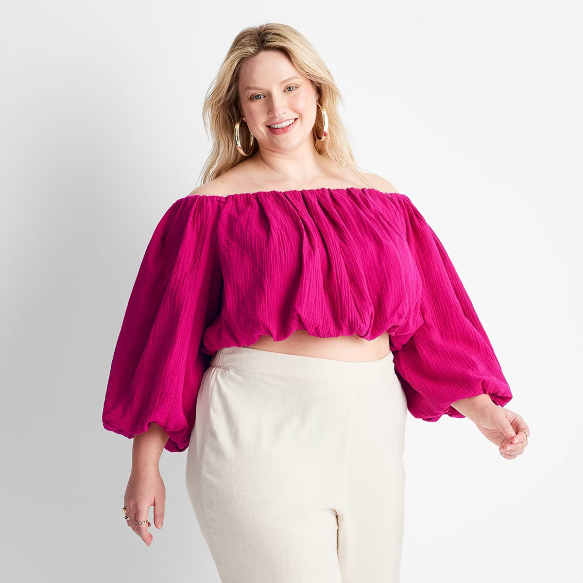 Women's Balloon Off the Shoulder Crop Top - Future Collective™ with Jenny K. Lopez | Target
