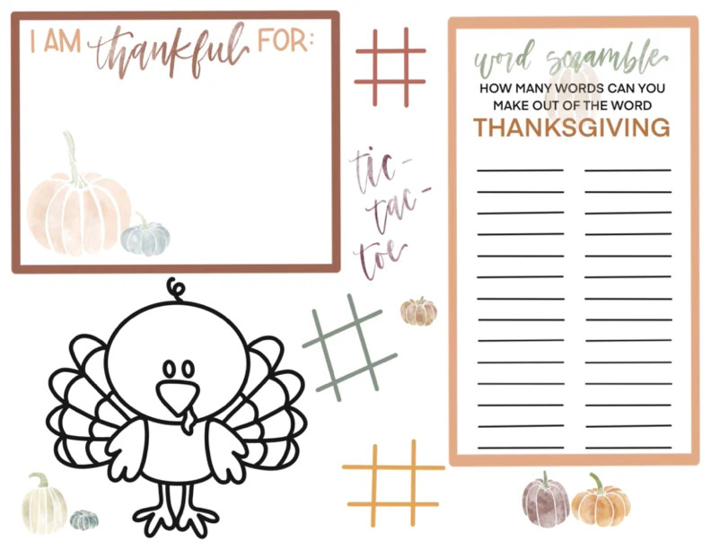 Thanksgiving Activity Pages| Printable Play | The Letter Vee