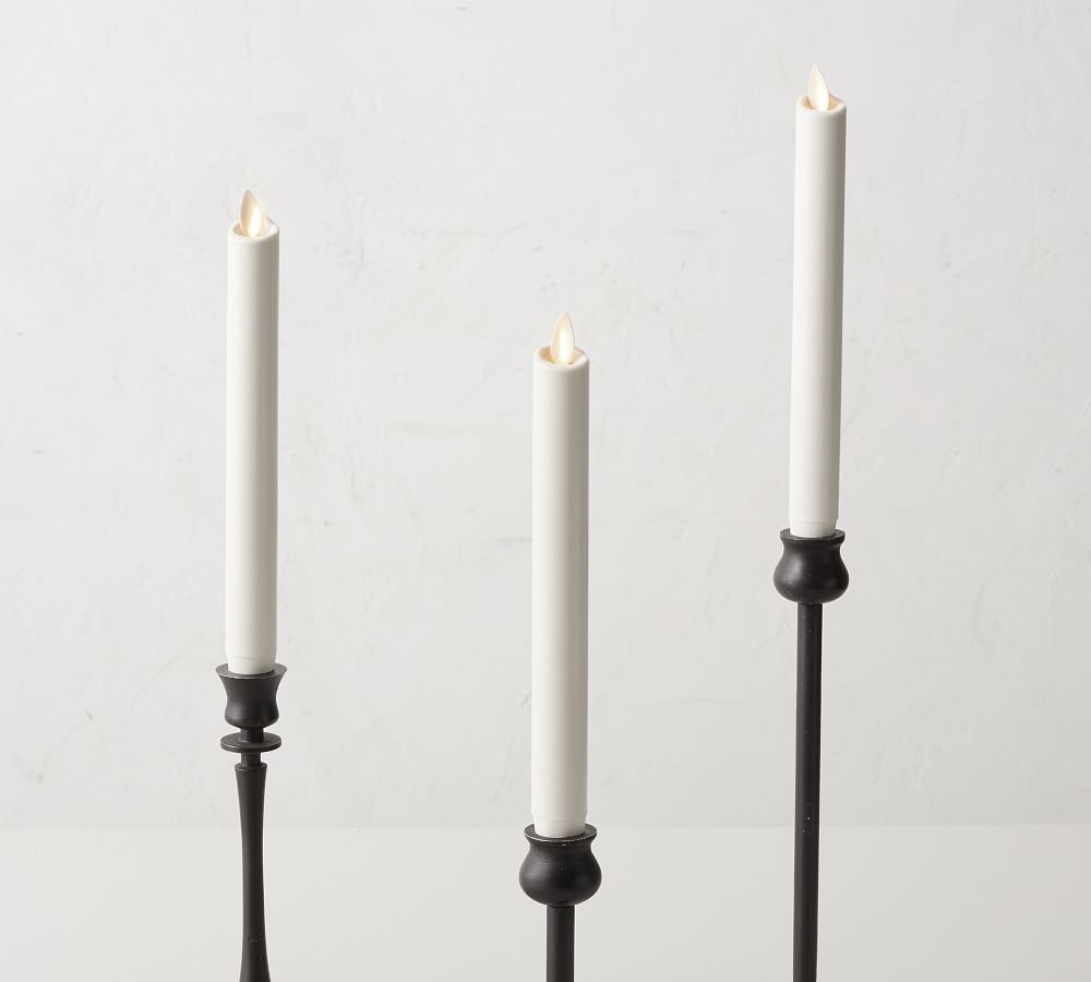 Premium Flickering Flameless Wax Taper Candle | Pottery Barn (US)