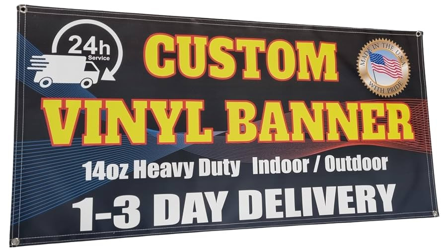 Custom Vinyl Banner, 14oz Premium Coated Vinyl, Full Color, indoor / outdoor Heavy Duty Sign, Des... | Amazon (US)