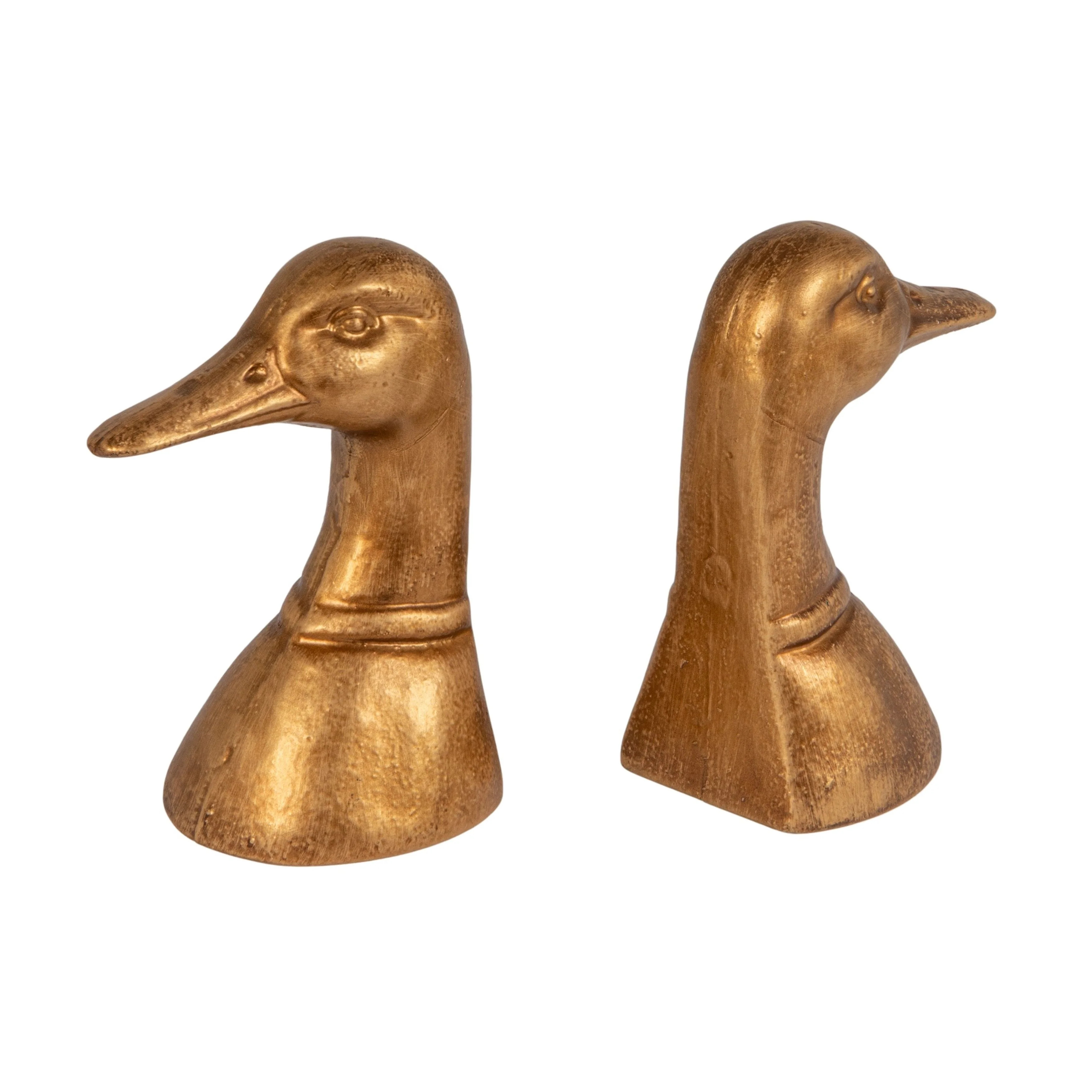 Caselyn Decorative Distressed Cast Metal Duck Head Bookends | Wayfair North America