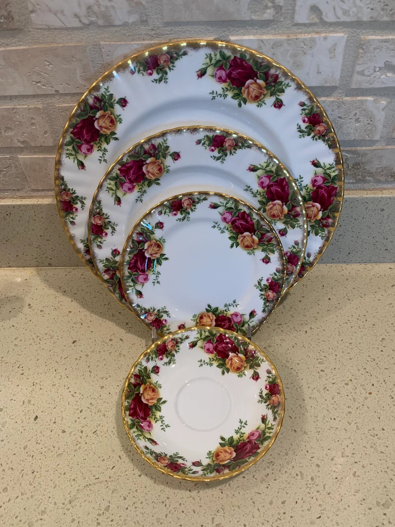 Royal Albert Old Country Roses 4 Pc Place Setting Dinner Salad Bread Plate , saucer Missing cup | Etsy (US)