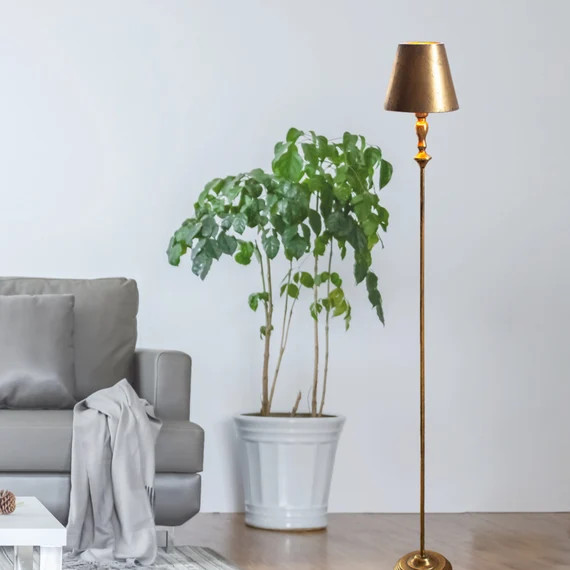 Antique Gold Floor Lamp With Metal Shade | Etsy (US)