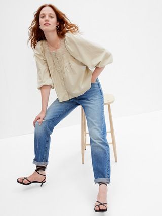 Puff Sleeve Button-Front Top | Gap (US)