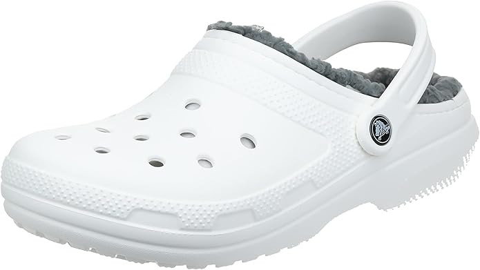 Crocs unisex child Kids' Classic Lined | Kids' Slippers Clog, White/Grey, 1 Little Kid US | Amazon (US)