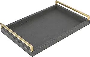 WV 17.8 * 11.8" Grey Shagreen Large Serving Tray,Faux Leather Home Decorative Tray, Coffee Table ... | Amazon (US)