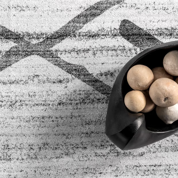 Light Gray Ira Washable Lattice Area Rug | Rugs USA