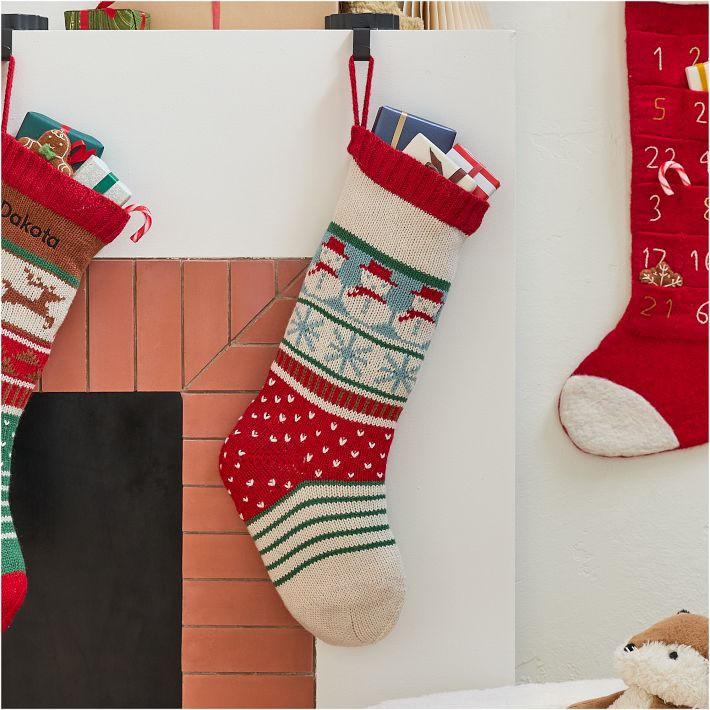 Fair Isle Knit Stocking - Snowmen | West Elm (US)