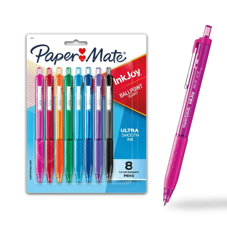 Paper Mate InkJoy Retractable Ballpoint Pen, 1.0 mm, Assorted Colors, 8 Count | Walmart (US)