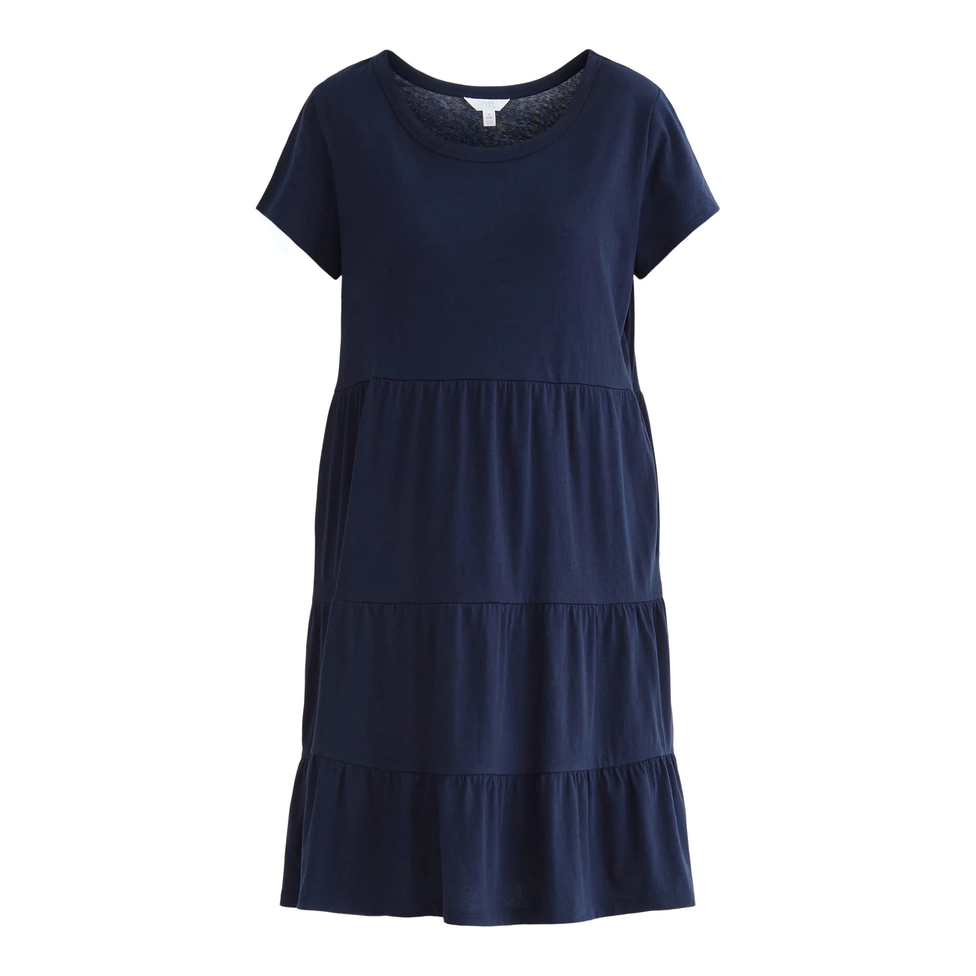 Time and Tru Women's and Women's Plus Tiered Cotton Mini Dress, Sizes XS-4X | Walmart (US)