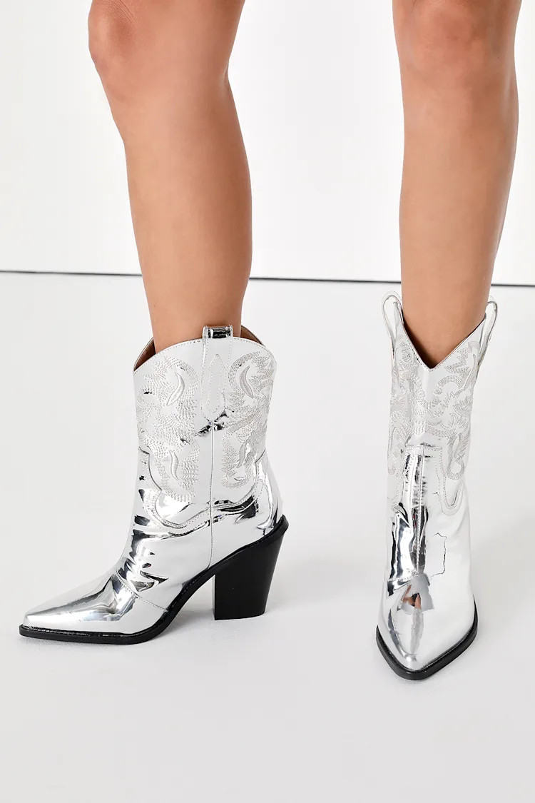Sergio Silver Chrome Pointed-Toe Western Boots | Lulus (US)