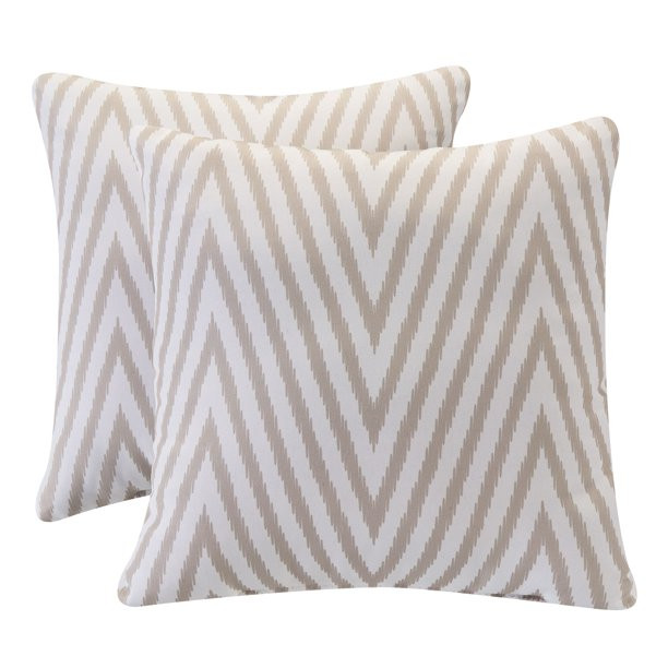 Better Homes & Gardens 2-Piece Outdoor Toss Pillow Set, Taupe Chevron - Walmart.com | Walmart (US)