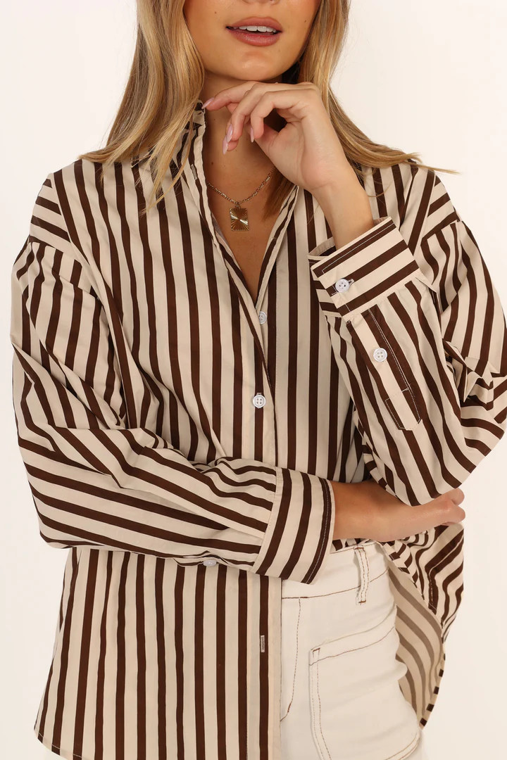 Soula Stripe Shirt - Chocolate | Petal & Pup (US)