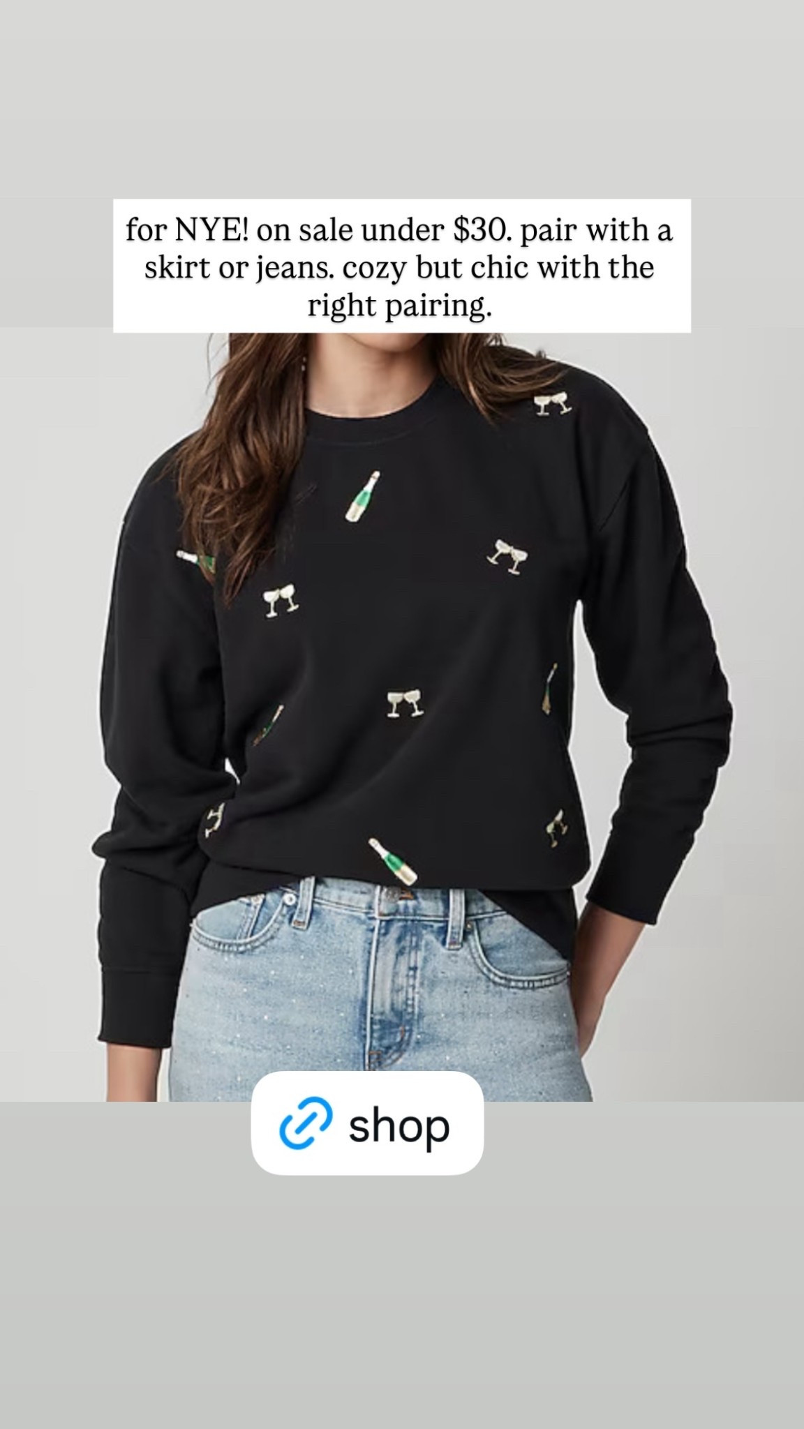 for NYE! on sale under $30. pair with a skirt or jeans. cozy but chic with the right pairing.