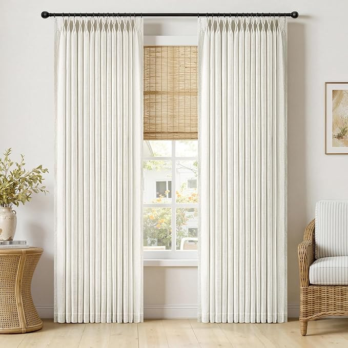 MIULEE Pinch Pleated Linen Curtains 96 Inches Long 2 Panels for Living Room Bedroom, Memory Train... | Amazon (US)