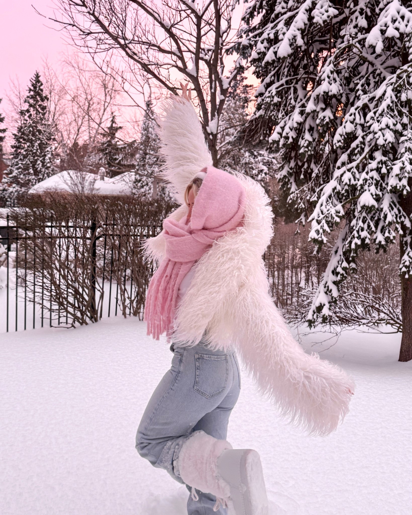 cutie pink & white fur jacket outfit for winter! 

#LTKcanada #LTKstyletip #LTKwinter