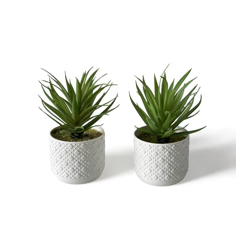 Poetree Artificial Succulent Plants - 2 Pack Fake Succulent Plants Faux Mini Agave Succulent Plan... | Walmart (US)