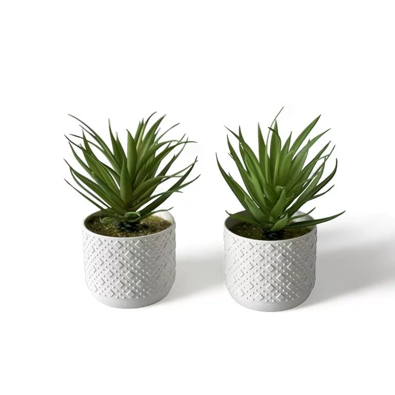 Poetree Artificial Succulent Plants - 2 Pack Fake Succulent Plants Faux Mini Agave Succulent Plan... | Walmart (US)