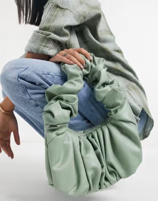 ASOS DESIGN super ruched shoulder bag in sage green | ASOS (Global)