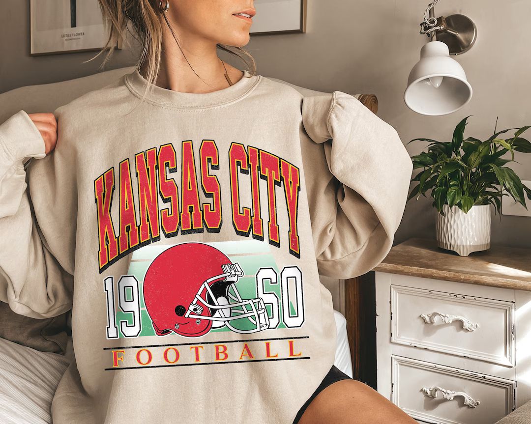 Vintage Kansas City Football Crewneck Sweatshirt Kansas City - Etsy | Etsy (US)