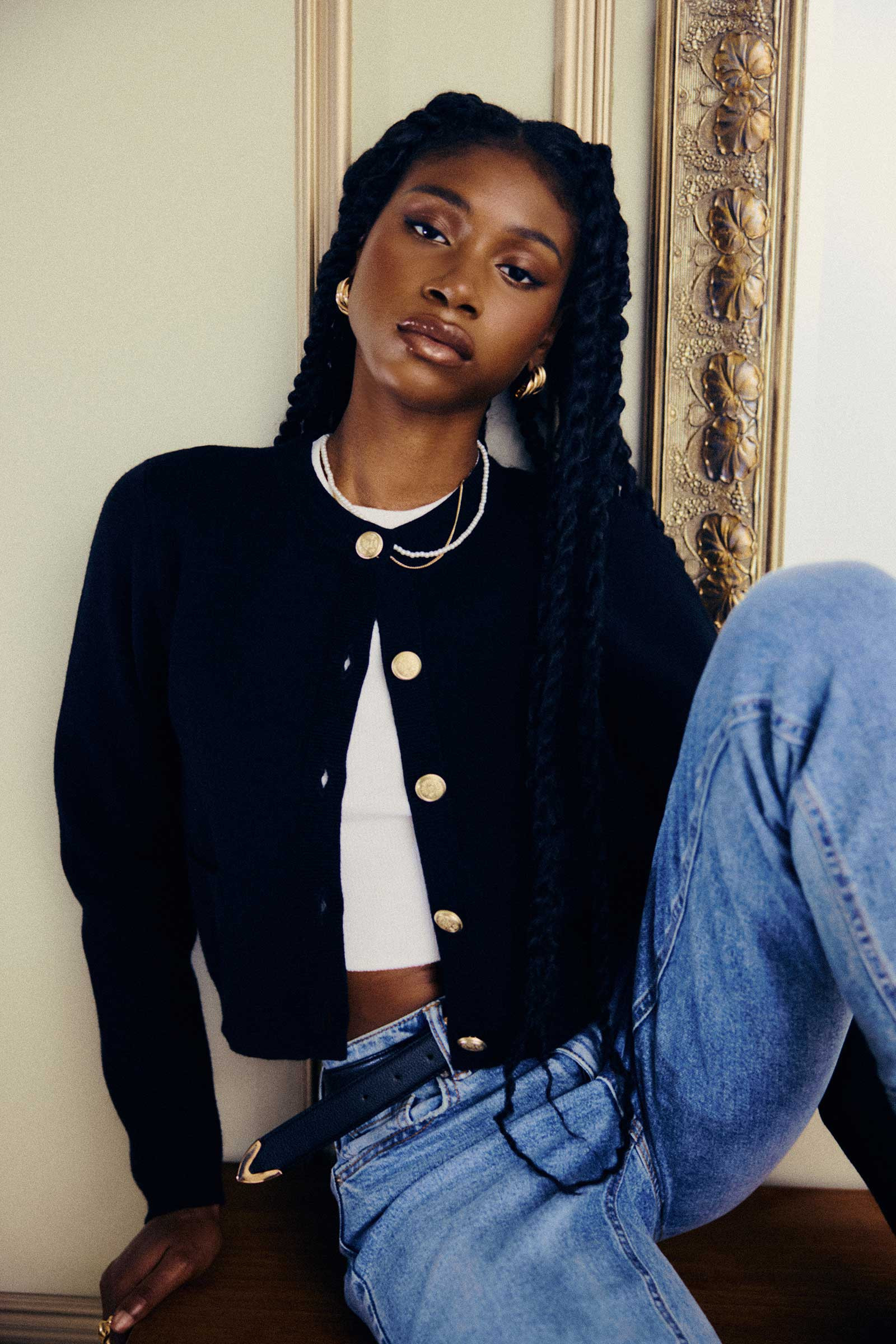 Crop Cardigan with Gold Buttons | Ardene