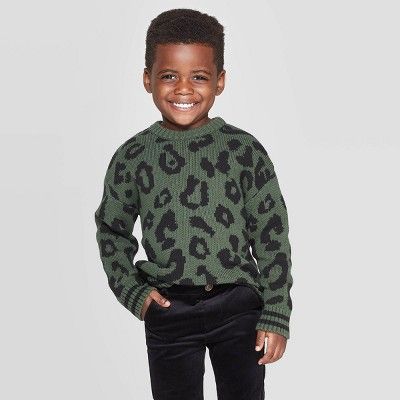 Toddler Boys' Leopard Pullover Sweater - art class™ Green | Target