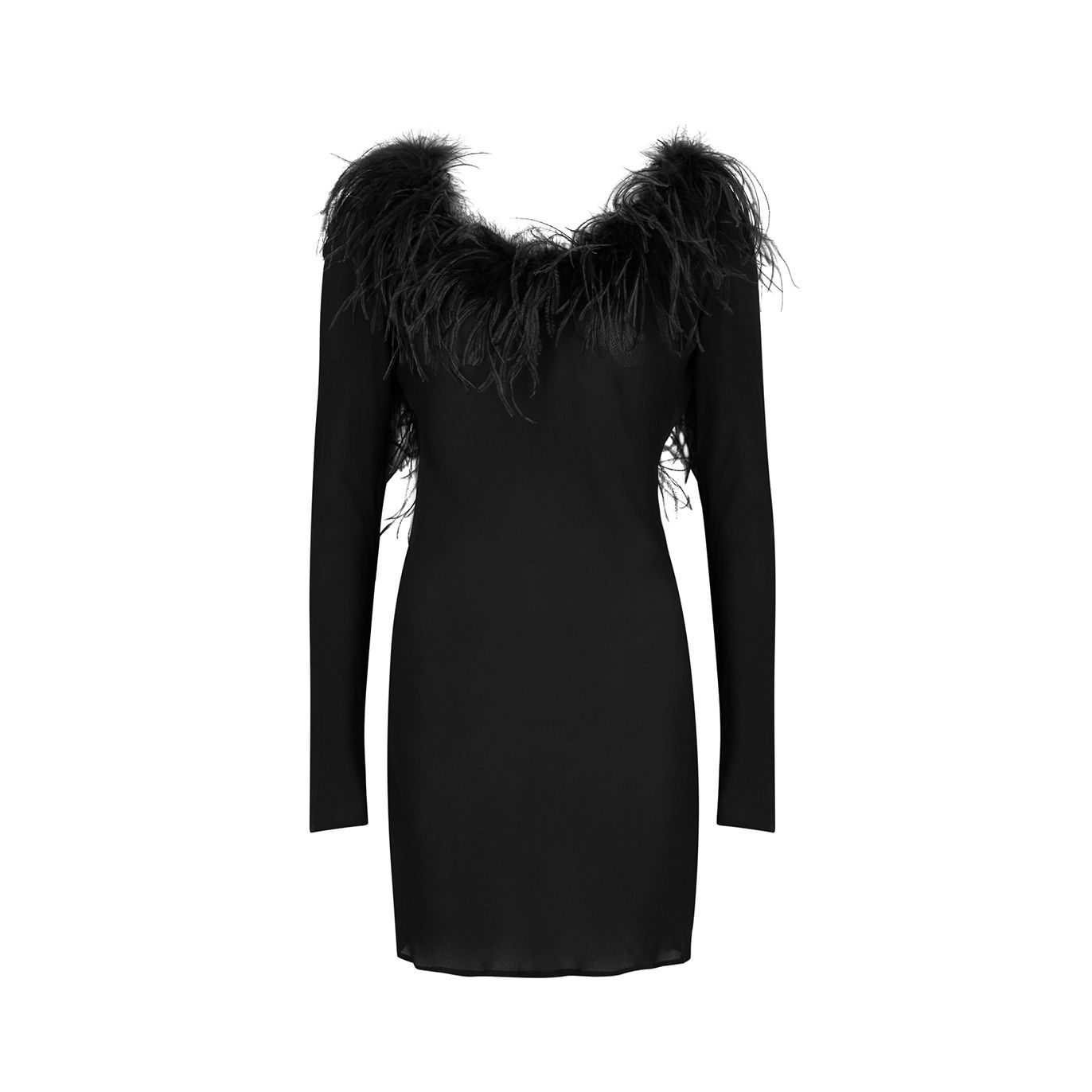 Giuseppe Di Morabito Black Feather-trimmed Mini Dress - 12 | Harvey Nichols (Global)